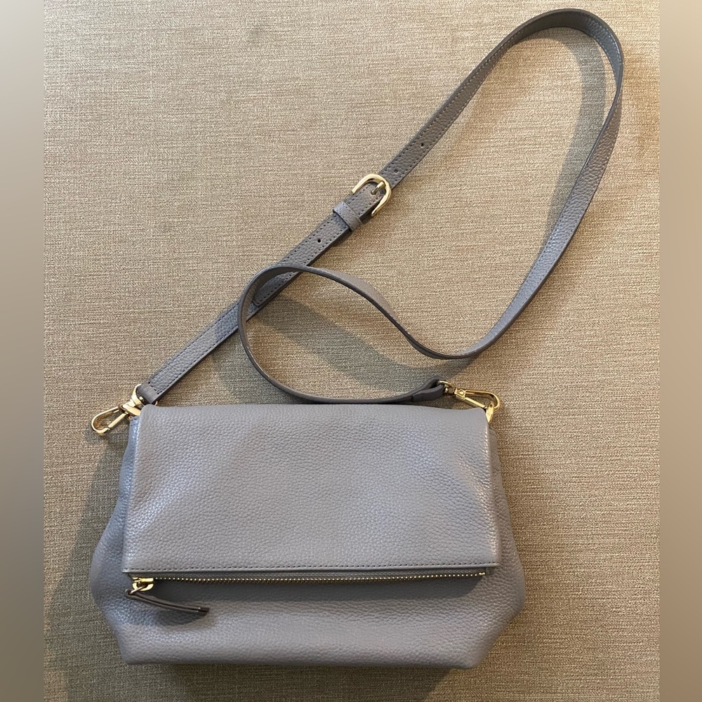 Gray pebble leather Nordstrom crossbody bag